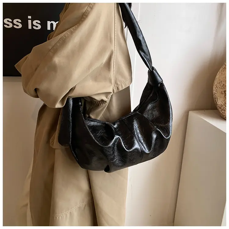 Brown Pleated Korean Style Handbag for Women — feature 25