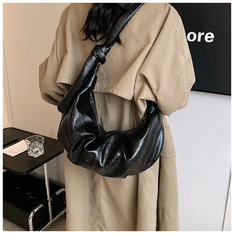 Brown Pleated Korean Style Handbag for Women — feature 26