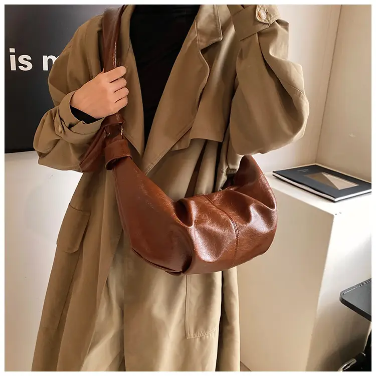 Brown Pleated Korean Style Handbag for Women — feature 27