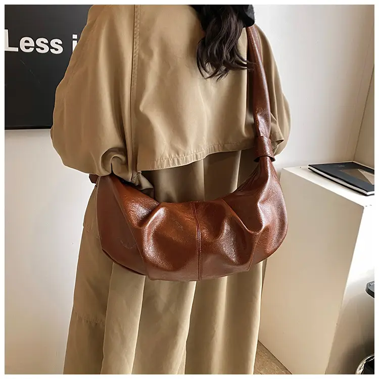 Brown Pleated Korean Style Handbag for Women — feature 28