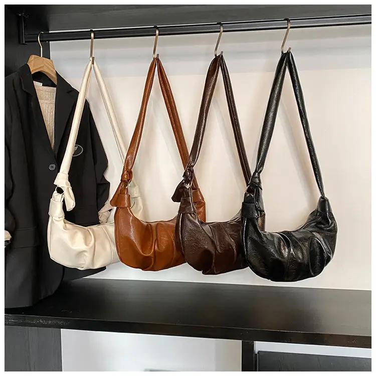 Brown Pleated Korean Style Handbag for Women — feature 3
