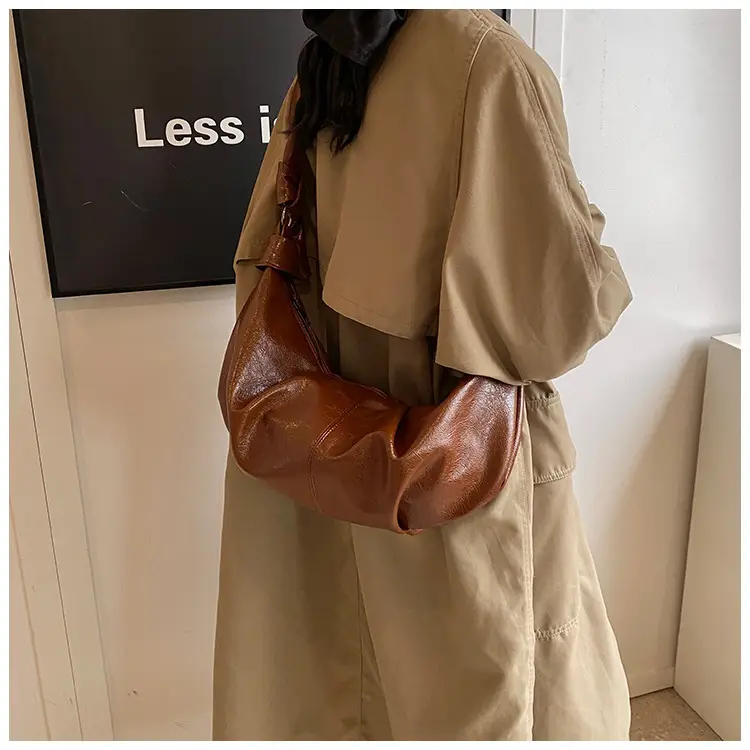 Brown Pleated Korean Style Handbag for Women — feature 30