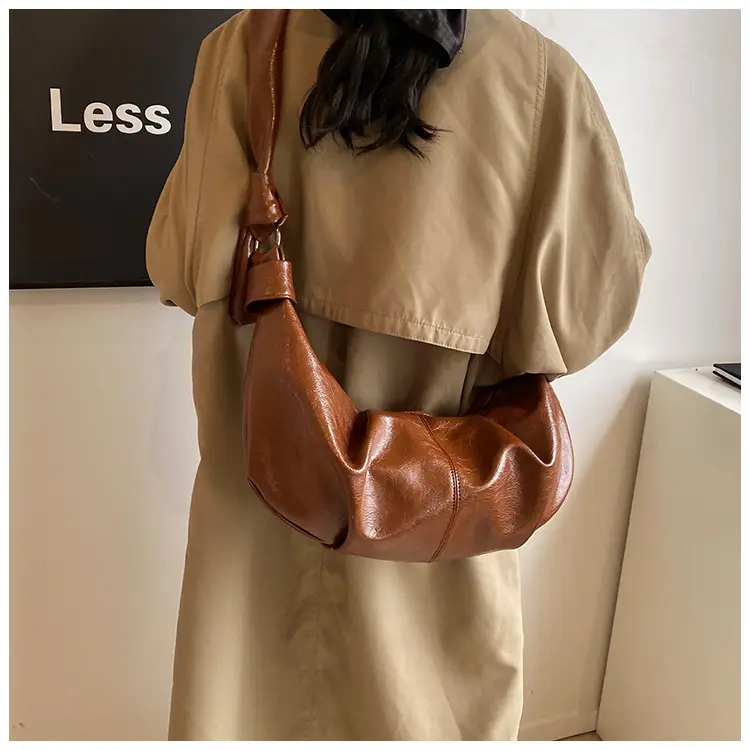 Brown Pleated Korean Style Handbag for Women — feature 31