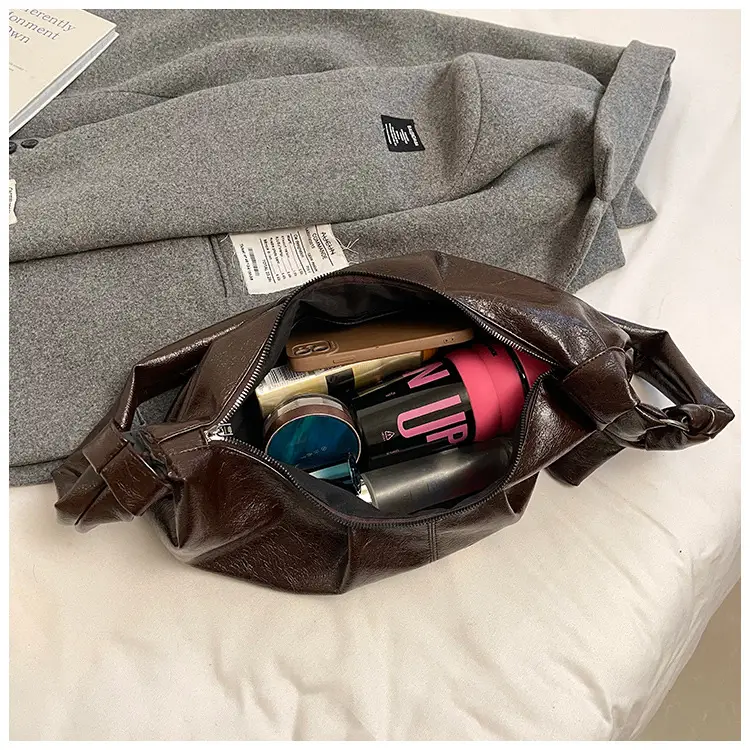 Brown Pleated Korean Style Handbag for Women — feature 38