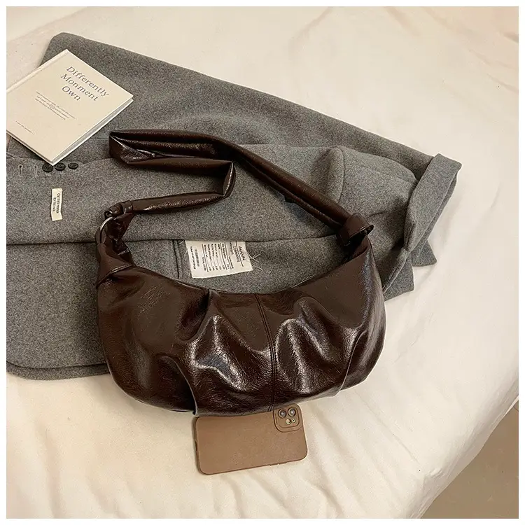 Brown Pleated Korean Style Handbag for Women — feature 39