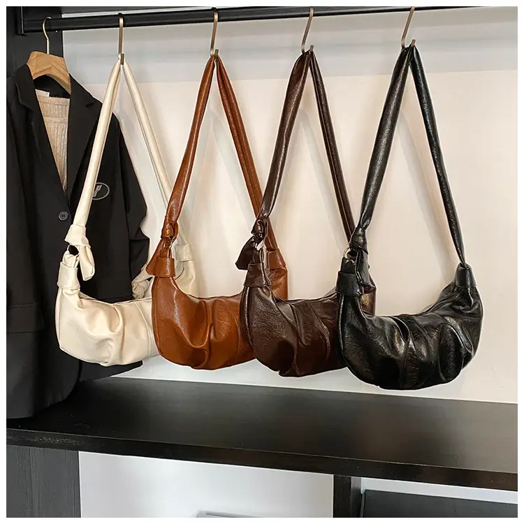 Brown Pleated Korean Style Handbag for Women — feature 4