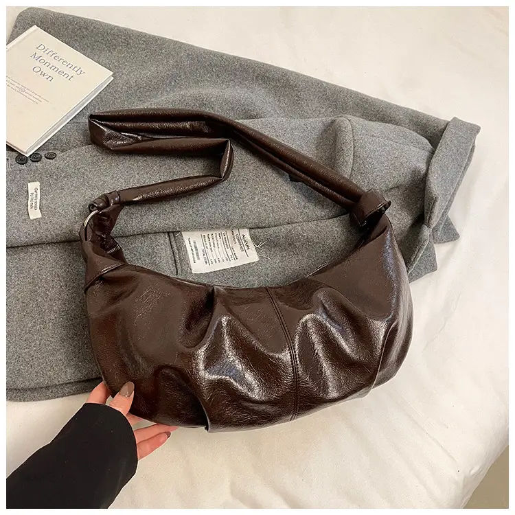 Brown Pleated Korean Style Handbag for Women — feature 40
