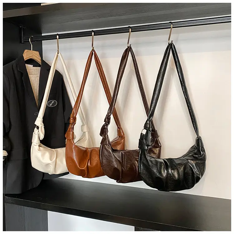Brown Pleated Korean Style Handbag for Women — feature 5