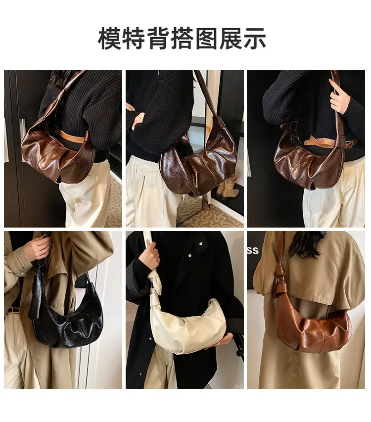 Brown Pleated Korean Style Handbag for Women — feature 7