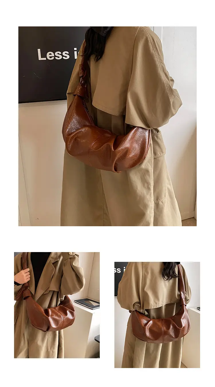 Brown Pleated Korean Style Handbag for Women — feature 9