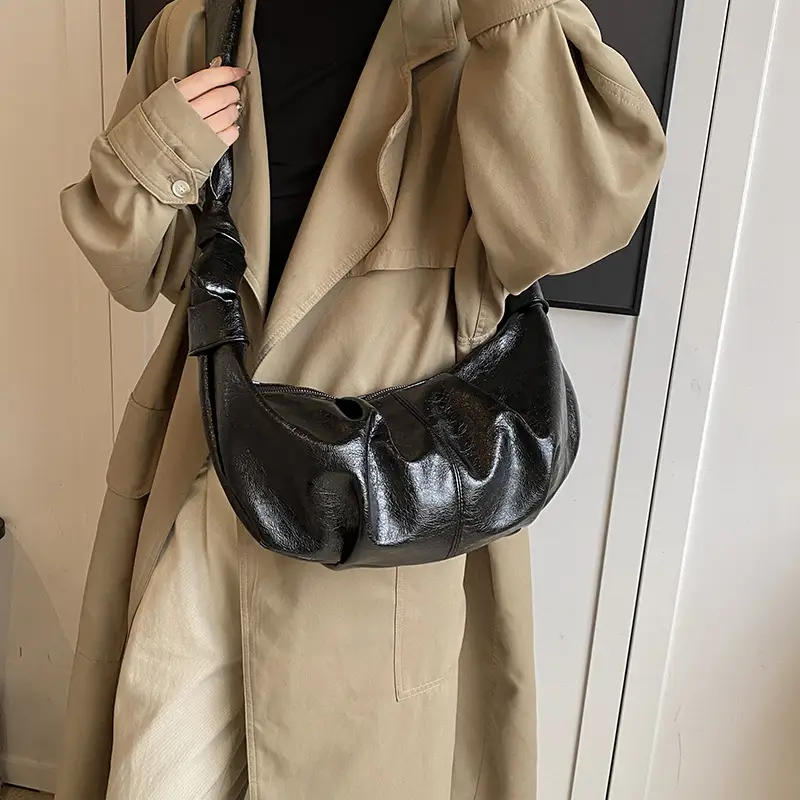 Brown Pleated Korean Style Handbag for Women - Image 4