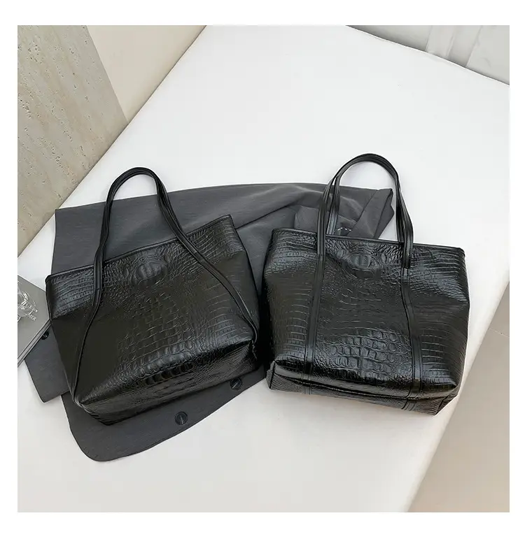 Black Croc Embroidered Tote Bag for Women Large Capacity — feature 9