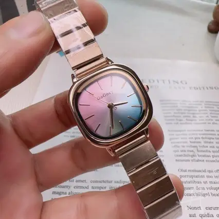 Women's Square Steel Watch with Luxurious Blue Dial - Image 5