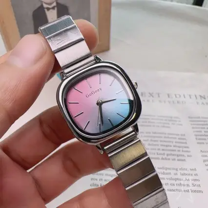 Women's Square Steel Watch with Luxurious Blue Dial - Image 2
