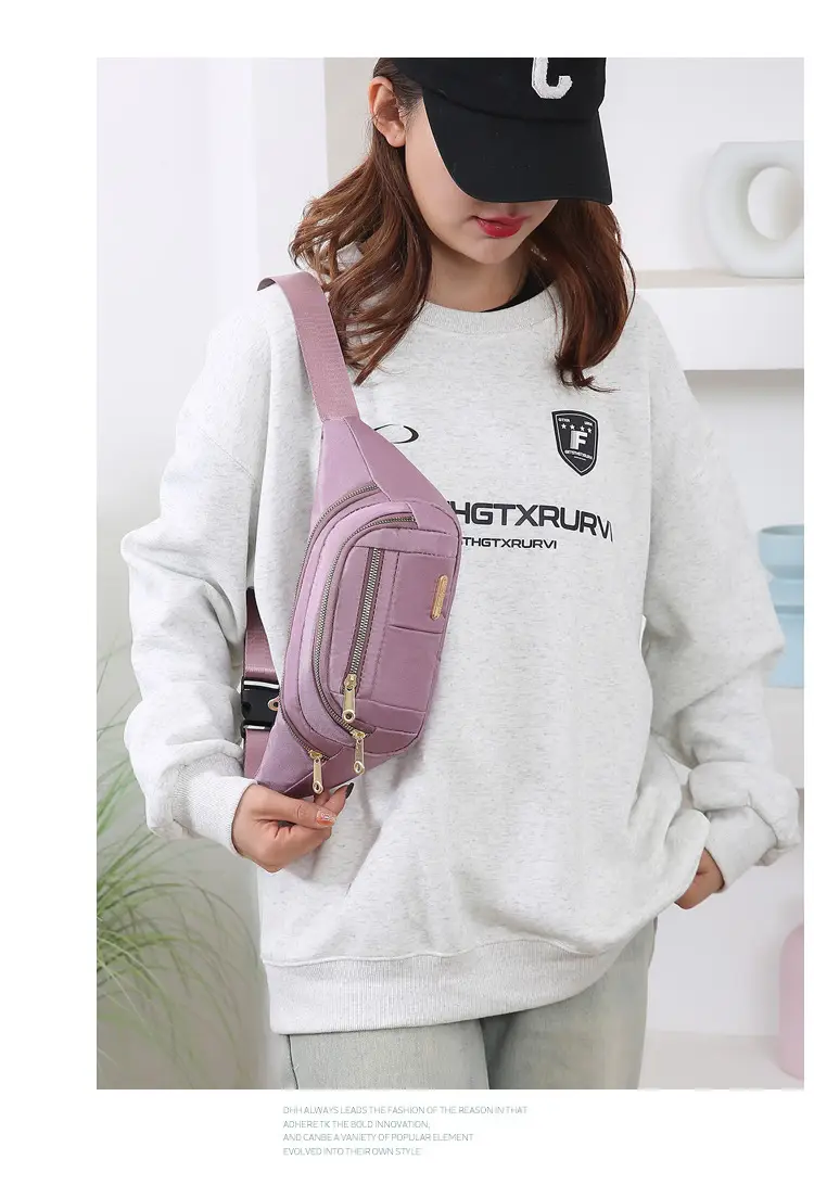 Women's Multi-Color Waist Bag with Water Proof Zip — feature 16