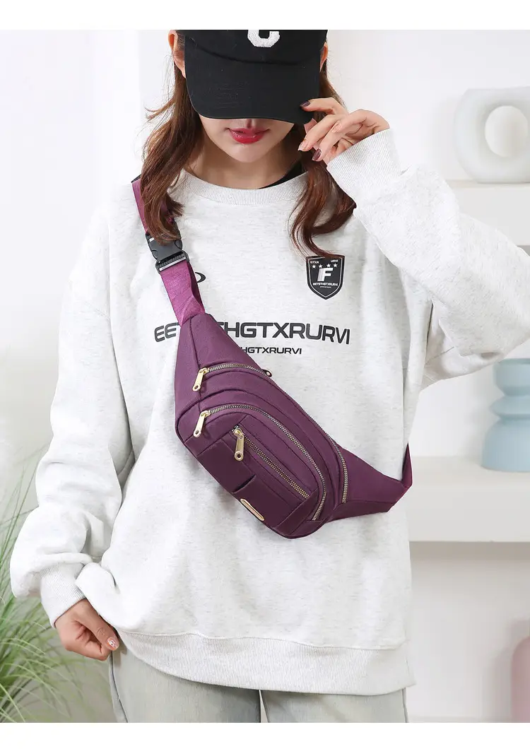 Women's Multi-Color Waist Bag with Water Proof Zip — feature 25