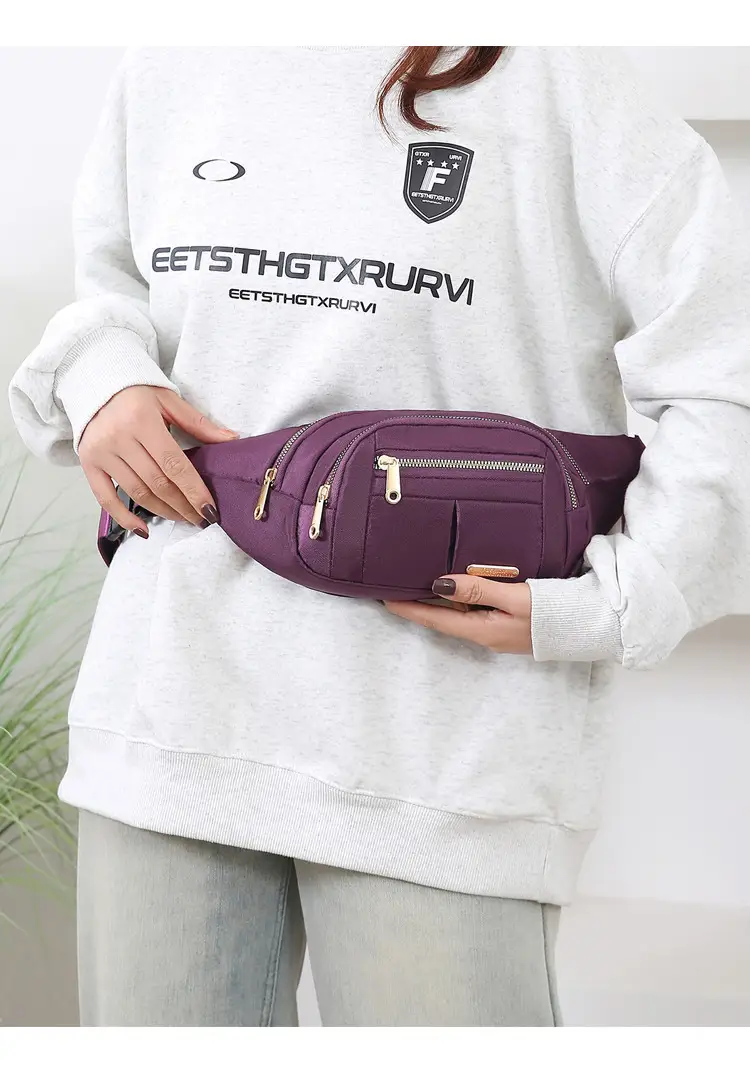 Women's Multi-Color Waist Bag with Water Proof Zip — feature 26