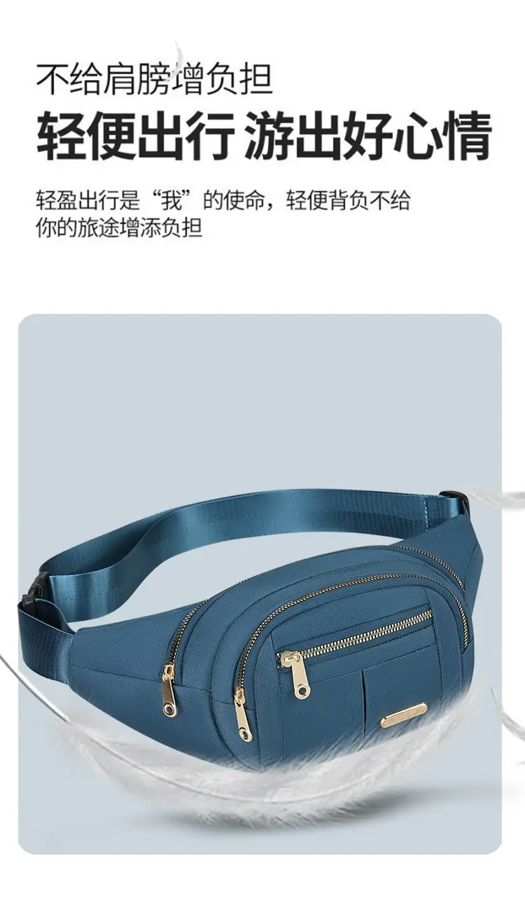 Women's Multi-Color Waist Bag with Water Proof Zip — feature 3