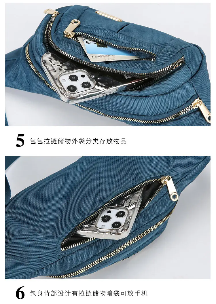 Women's Multi-Color Waist Bag with Water Proof Zip — feature 39