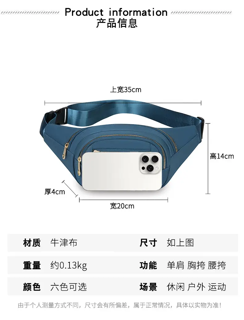 Women's Multi-Color Waist Bag with Water Proof Zip — feature 5