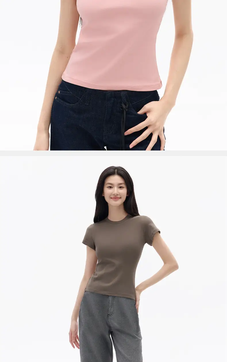 "Aesthetics of Cotton" Summer All-match Casual Short-sleeved T-shirt Women's Tight-fitting Waist All-match Casual White Base Shirt — feature 17