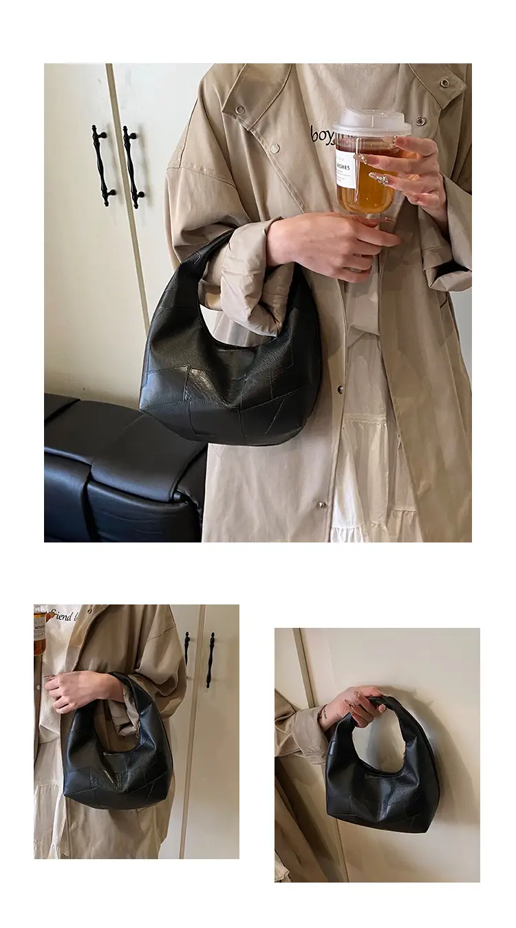 Black One-Shoulder Women's Leather Commuter Bag — feature 22