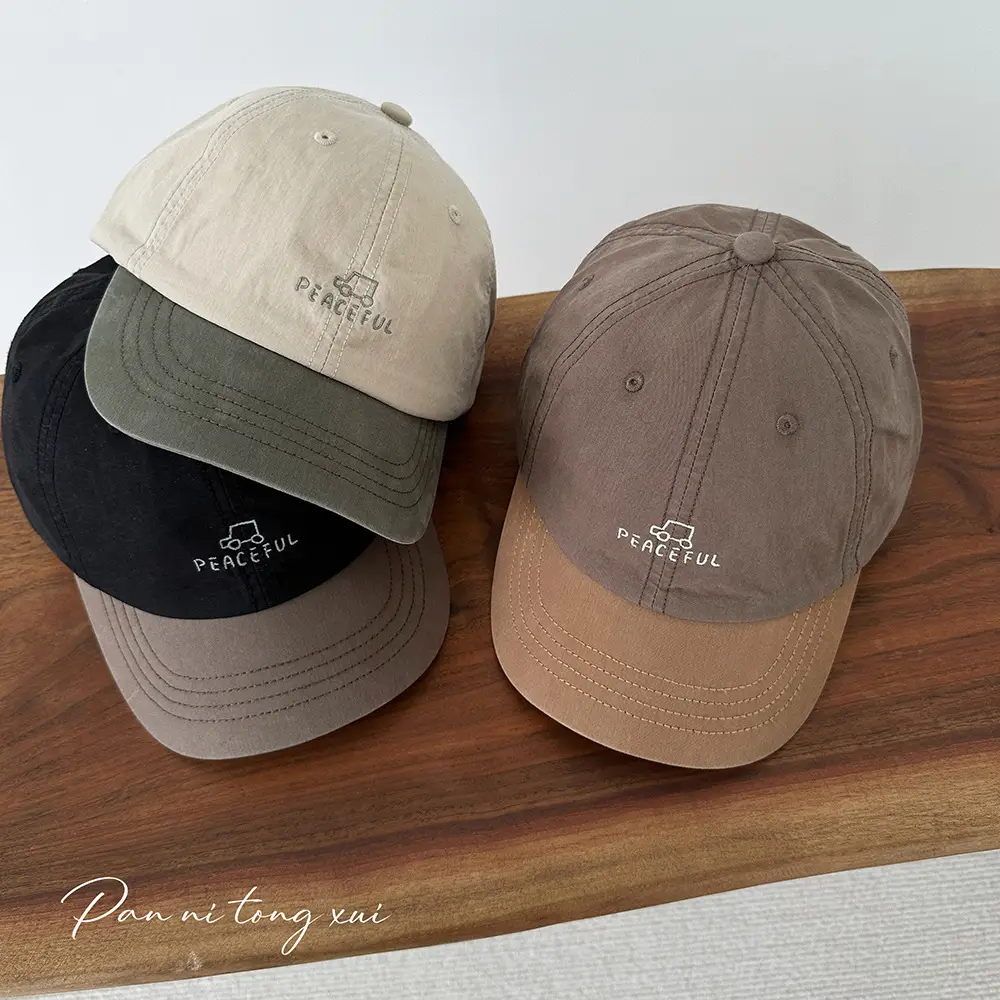 Women's Peaceful Embroidered Baseball Cap Black Beige Brown - Image 6