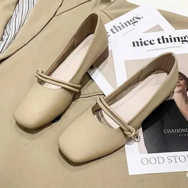 Mary Jane with skirt fairy small leather shoes women's shoes 2025 spring new gentle evening style flat grandma ladle shoes - Image 3