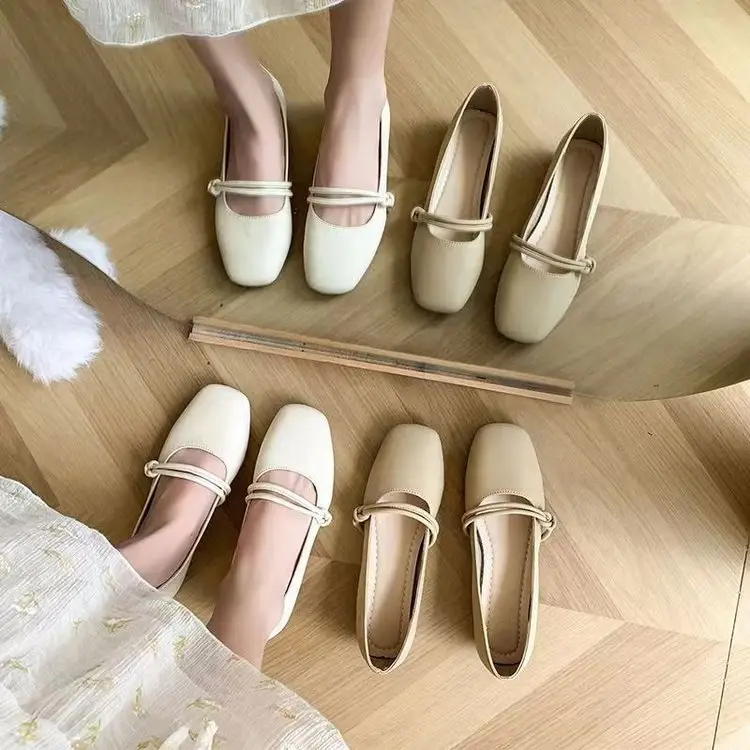 Mary Jane with skirt fairy small leather shoes women's shoes 2025 spring new gentle evening style flat grandma ladle shoes - Image 4