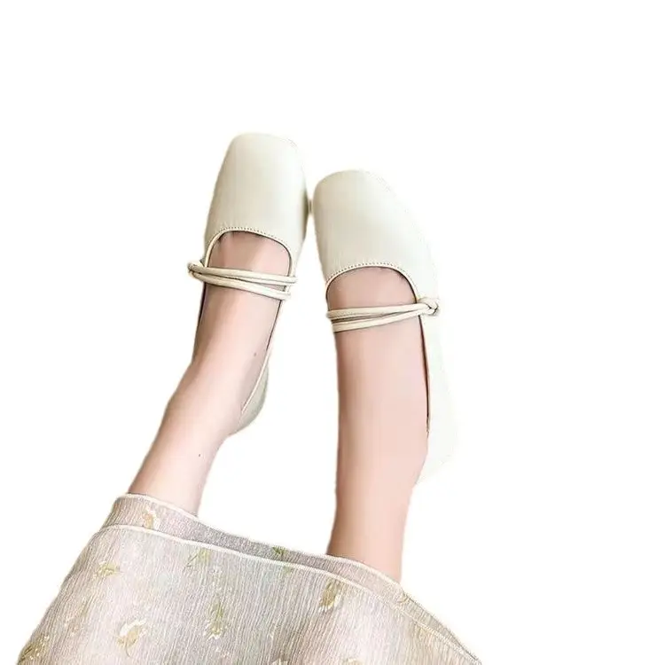 Mary Jane with skirt fairy small leather shoes women's shoes 2025 spring new gentle evening style flat grandma ladle shoes - Image 7