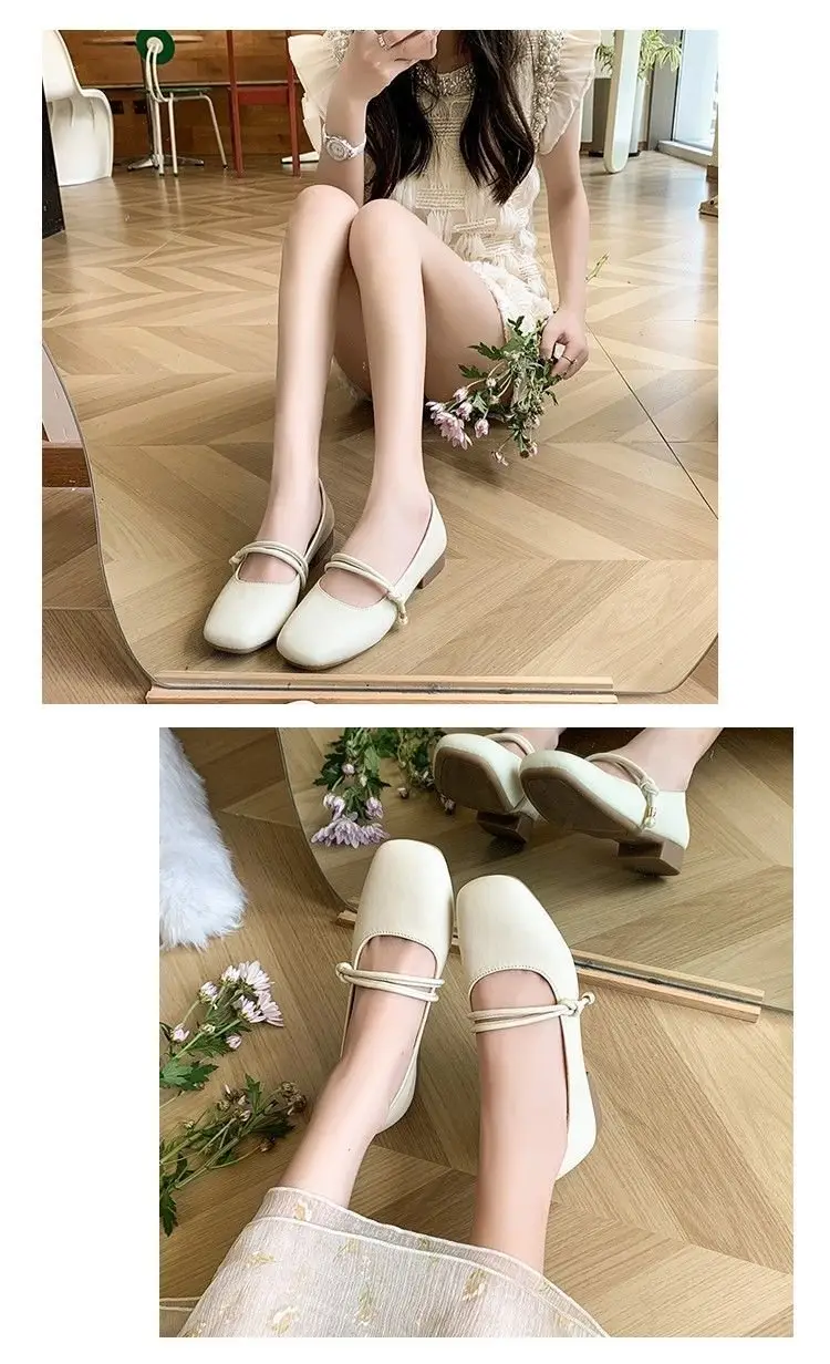 Mary Jane with skirt fairy small leather shoes women's shoes 2025 spring new gentle evening style flat grandma ladle shoes — feature 6