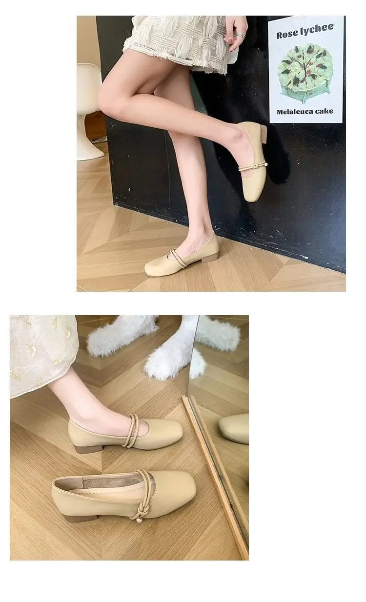 Mary Jane with skirt fairy small leather shoes women's shoes 2025 spring new gentle evening style flat grandma ladle shoes — feature 8