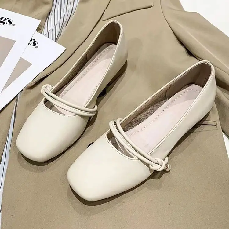 Mary Jane with skirt fairy small leather shoes women's shoes 2025 spring new gentle evening style flat grandma ladle shoes - Image 2