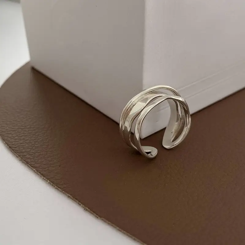 Ins Cool Style Ring Plainly Ring Finger Ring Simple Light Luxury High-grade Sense Ring Elegant All-match Stacked Open Ring