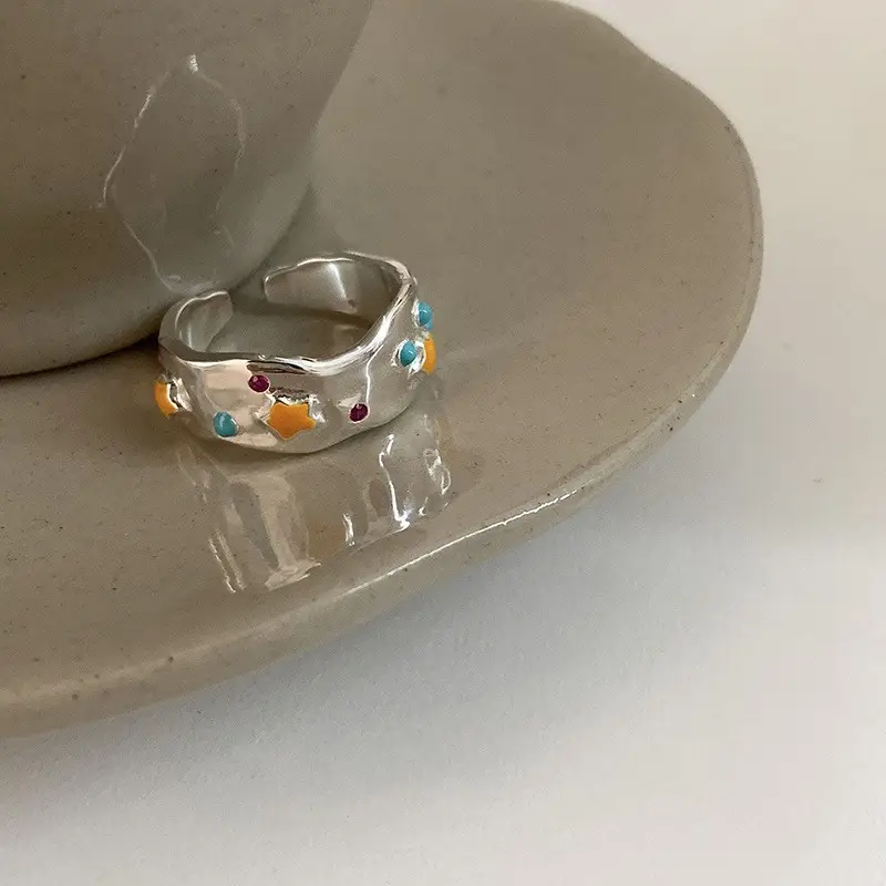 Ins Cool Style Ring Plainly Ring Finger Ring Simple Light Luxury High-grade Sense Ring Elegant All-match Stacked Open Ring