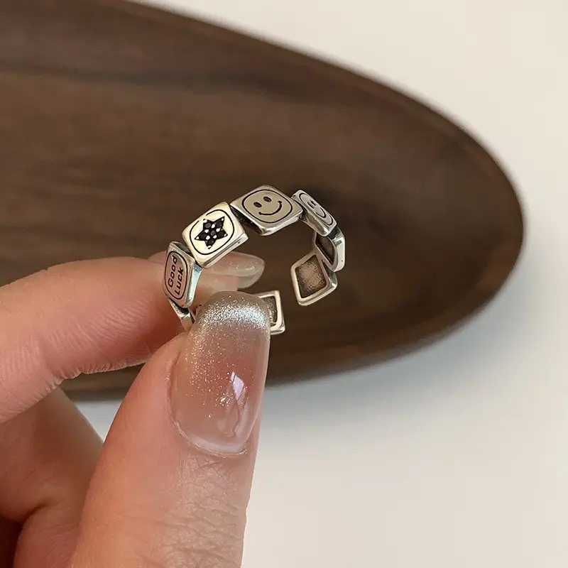 Ins Cool Style Ring Plainly Ring Finger Ring Simple Light Luxury High-grade Sense Ring Elegant All-match Stacked Open Ring