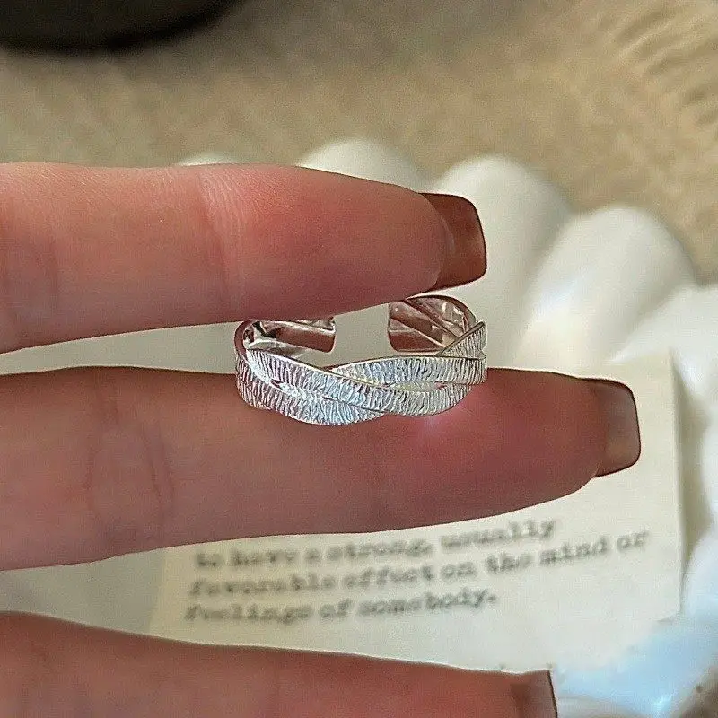 Ins Cool Style Ring Plainly Ring Finger Ring Simple Light Luxury High-grade Sense Ring Elegant All-match Stacked Open Ring