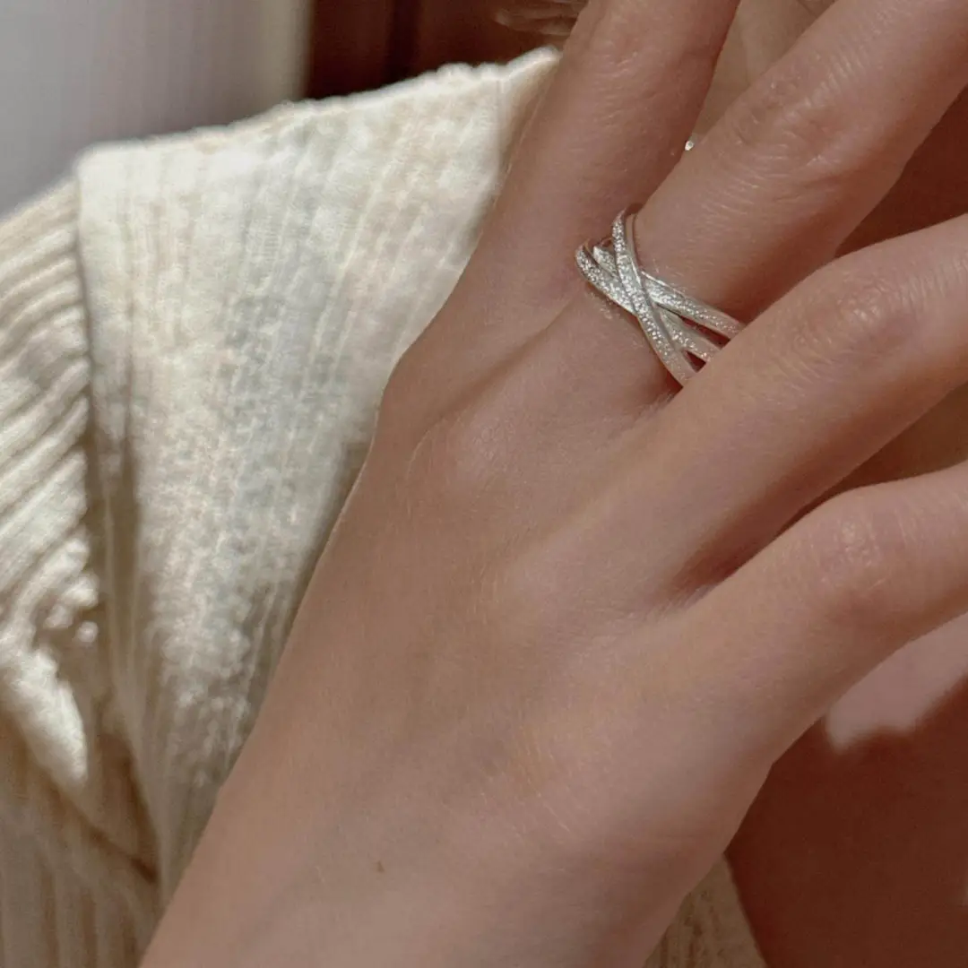 Ins Cool Style Ring Plainly Ring Finger Ring Simple Light Luxury High-grade Sense Ring Elegant All-match Stacked Open Ring
