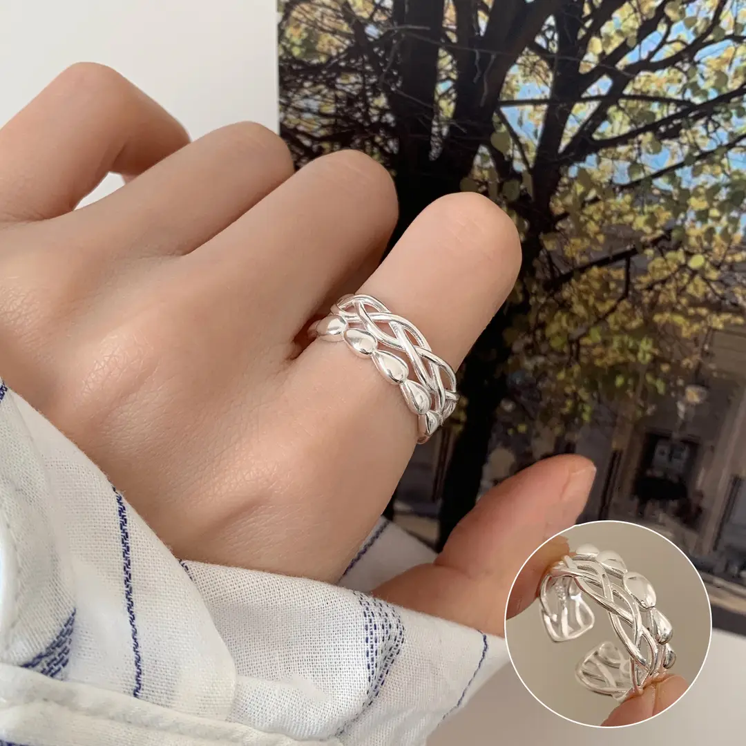 Ins Cool Style Ring Plainly Ring Finger Ring Simple Light Luxury High-grade Sense Ring Elegant All-match Stacked Open Ring