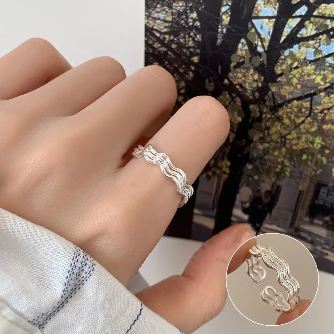 Ins Cool Style Ring Plainly Ring Finger Ring Simple Light Luxury High-grade Sense Ring Elegant All-match Stacked Open Ring