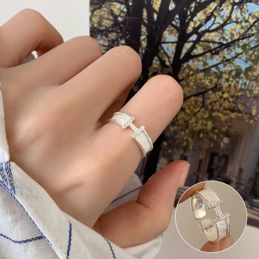 Ins Cool Style Ring Plainly Ring Finger Ring Simple Light Luxury High-grade Sense Ring Elegant All-match Stacked Open Ring