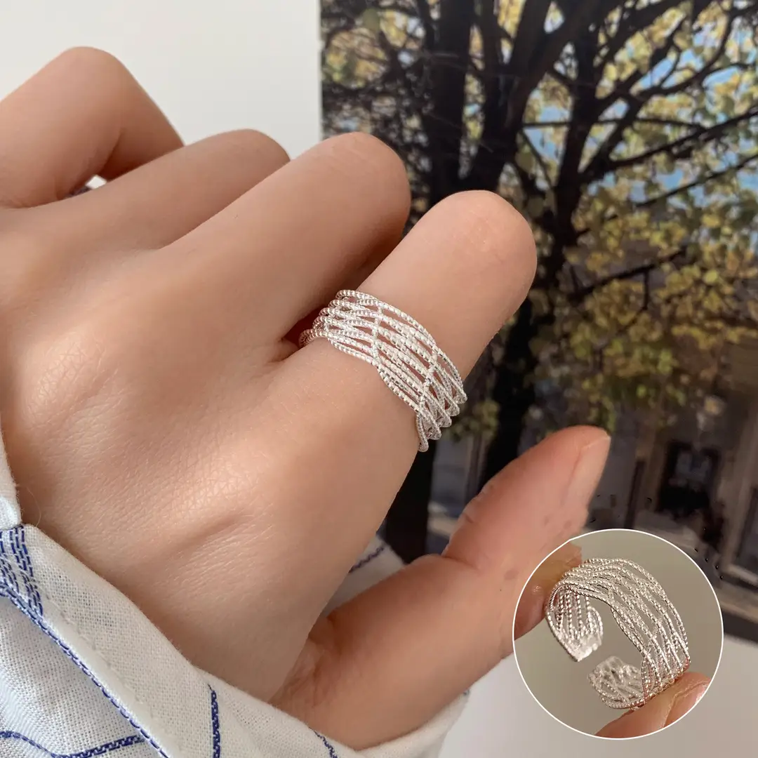 Ins Cool Style Ring Plainly Ring Finger Ring Simple Light Luxury High-grade Sense Ring Elegant All-match Stacked Open Ring
