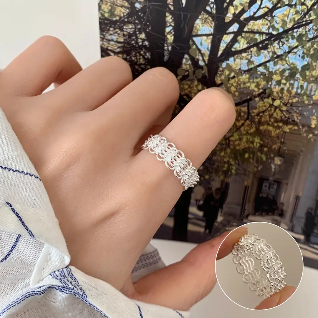 Ins Cool Style Ring Plainly Ring Finger Ring Simple Light Luxury High-grade Sense Ring Elegant All-match Stacked Open Ring