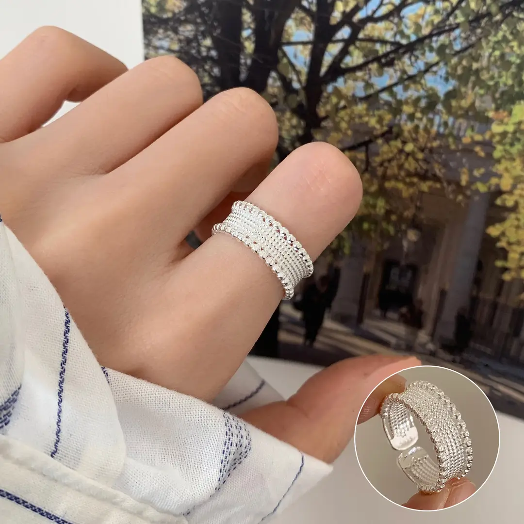 Ins Cool Style Ring Plainly Ring Finger Ring Simple Light Luxury High-grade Sense Ring Elegant All-match Stacked Open Ring