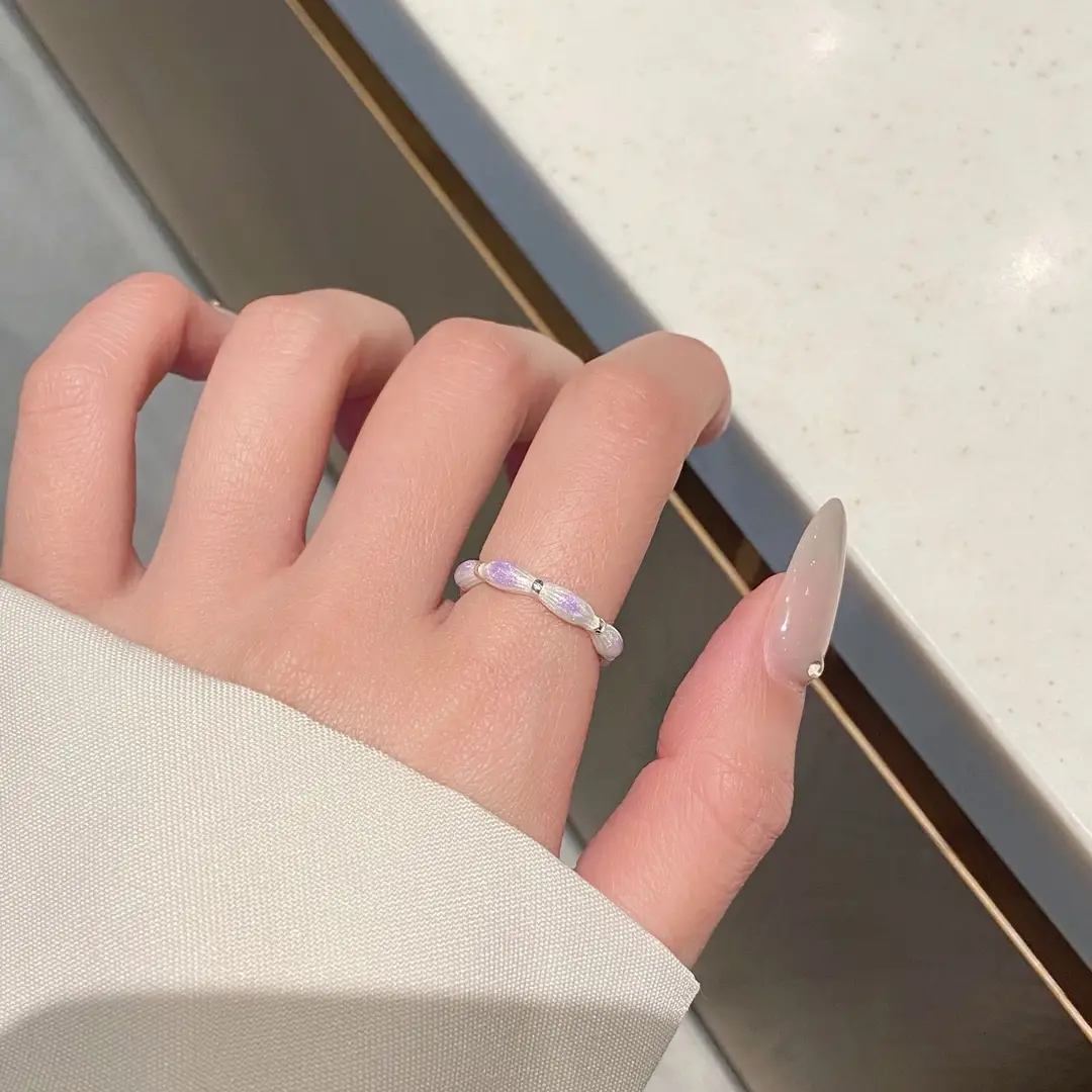Ins Cool Style Ring Plainly Ring Finger Ring Simple Light Luxury High-grade Sense Ring Elegant All-match Stacked Open Ring