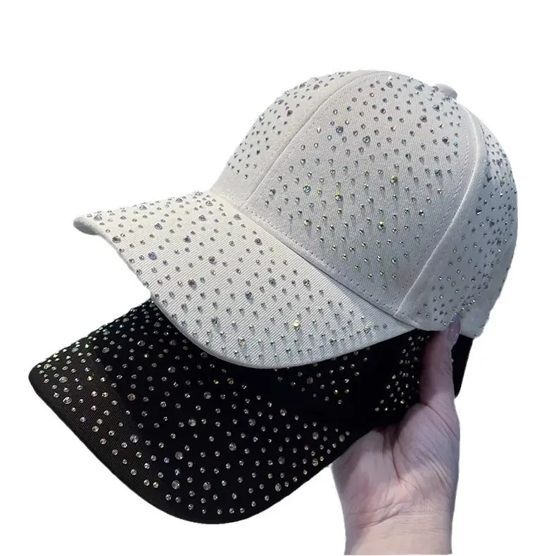 Rhinestone Baseball Cap Women White Black Pink - Image 6
