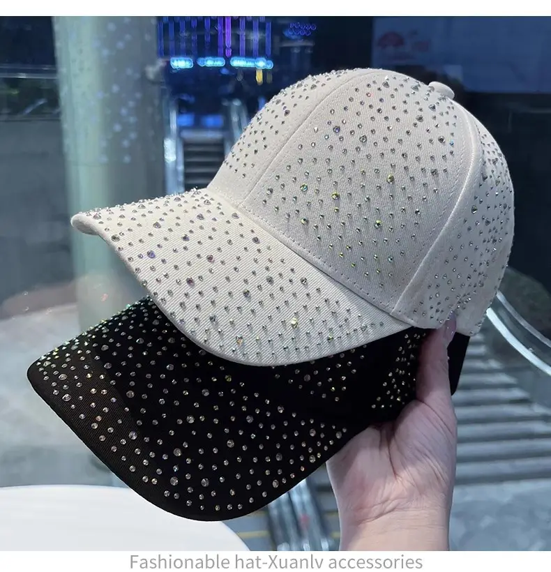 Rhinestone Baseball Cap Women White Black Pink — feature 3