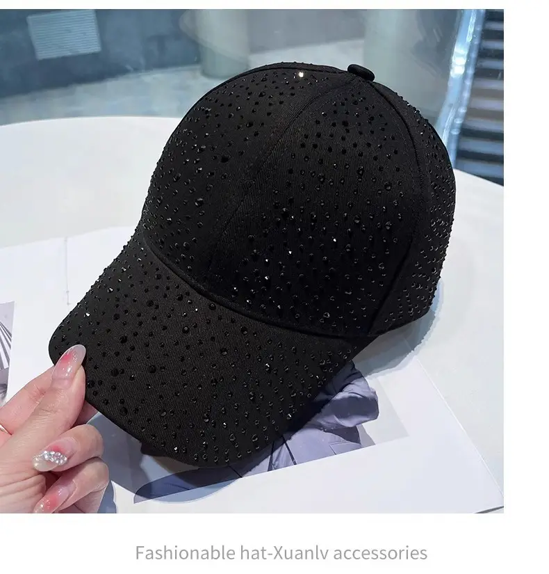 Rhinestone Baseball Cap Women White Black Pink — feature 4