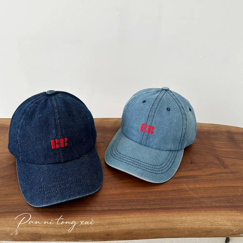 Korean Embroidered Denim Cap Men Women Outdoor Sunshade