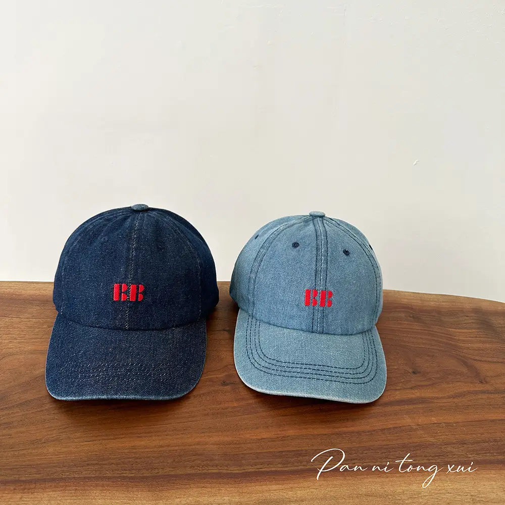 Korean Embroidered Denim Cap Men Women Outdoor Sunshade